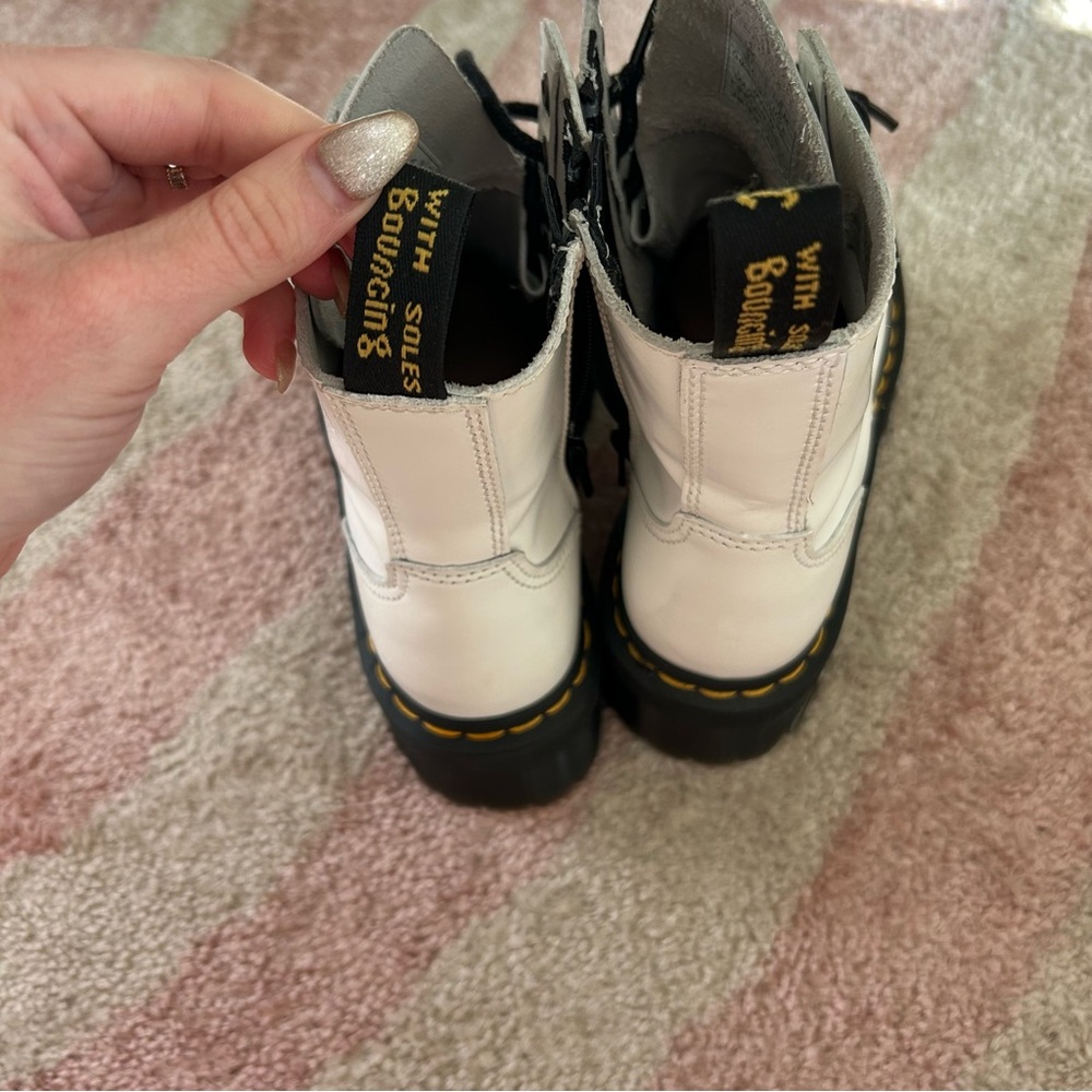 Dr. Martens White Jadon Smooth Leather Platform Boots - Picture 12 of 15